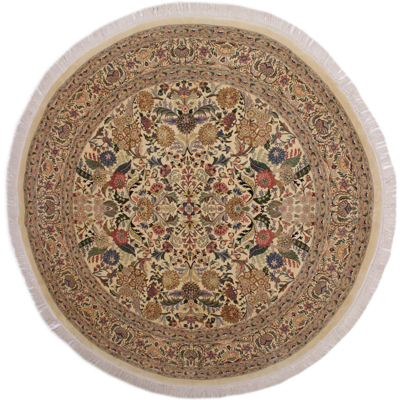 Tapis beige en laine noué à la main à motif oriental de 8 pi 10 po x 9 pi 1 po Plattsmouth