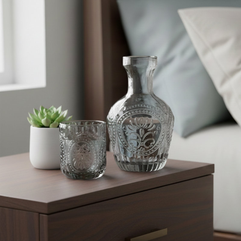 Grey Glass 2-Piece Carafe Set – 30.43Oz