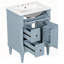 Meuble-lavabo autoportant élégant gris-bleu avec lavabo, tiroir rabattable, tablette réglable et structure en bois d'hévéa durable pour les salles de bain modernes-718405381-718405385