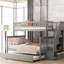 Lit superposé simple au-dessus d'un lit double avec lit gigogne et escalier gris - sécuritaire et confortable-132995906