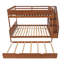 Lit double superposé au-dessus de grand lit double avec tablettes de rangement, escalier, lit gigogne et lumière DEL, finition noyer-1943899190
