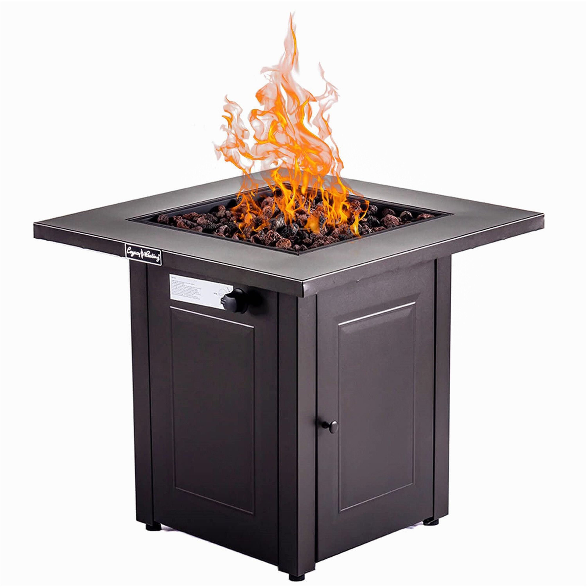 Creationstry 28In Propane Fire Pits Table, 50000 BTU Gas Square Outdoor Dinning Firepit