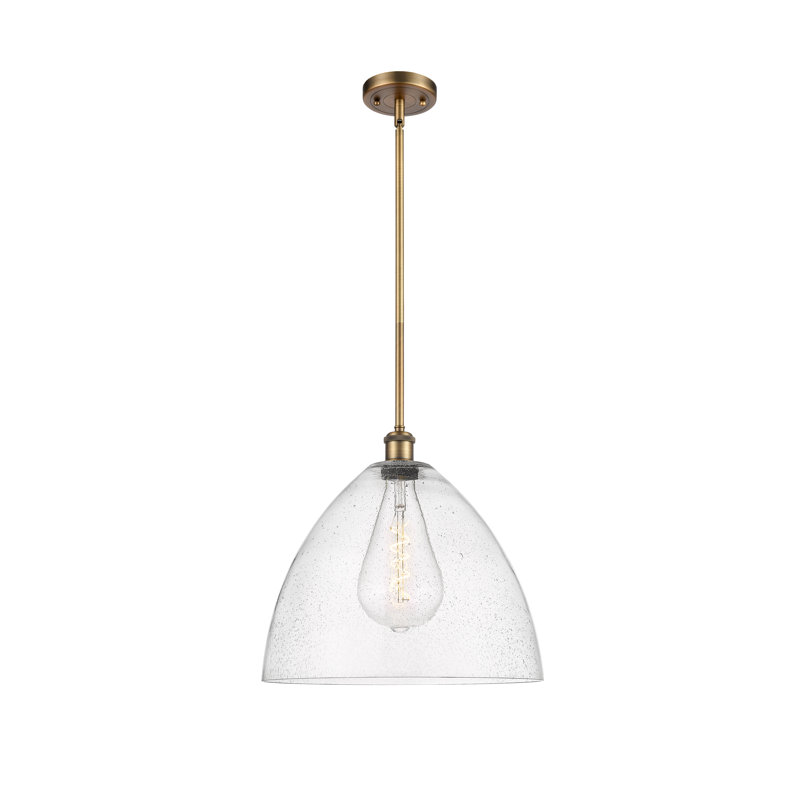 Luminaire suspendu en forme de globe à 1 lumière Angeliz, DEL, H 49,75 po x l 16 po x P 16 po, Blanc / chrome poli