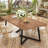 70.87" Large Dining Table For 6 To 10, Wood Grain Rectangular Farmhouse Kitchen Table With Black Metal Frame, Industrial Dinner Table For Dining Room, Living Room, Rustic Brown