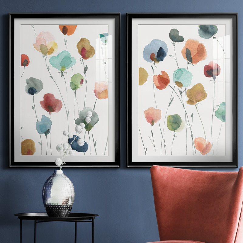 «Lollipop Garden I», ensemble de 2 impressions, Impression encadrée avec passe-partout, H 30,5 po x l 85 po, Noir