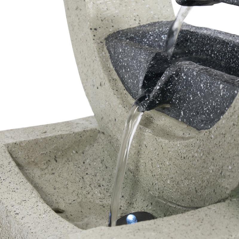 Modern Elegant Resin 3-Tiered Fountain With LED Light