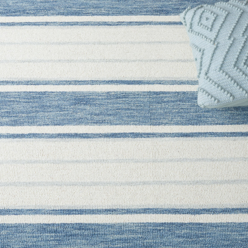 Tapis rayé en laine et coton touffeté à la main Starner, Rectangle 3 pi x 5 pi