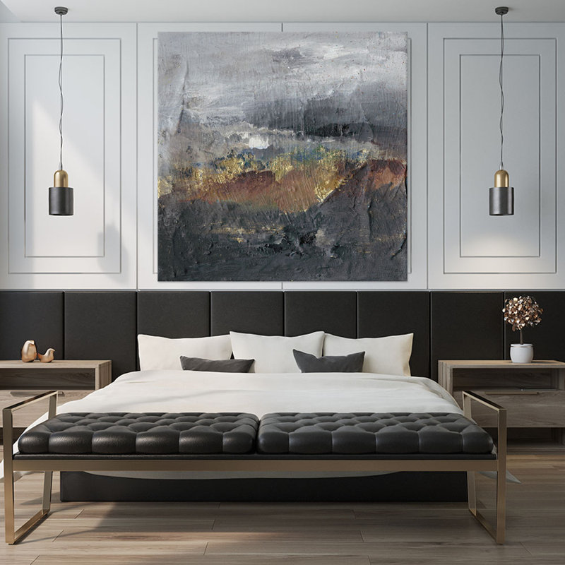 «Mountains in the Mist I» par Joyce Combs, reproduction d'art sur toile tendue, H 84 po x l 84 po x P 1,5 po
