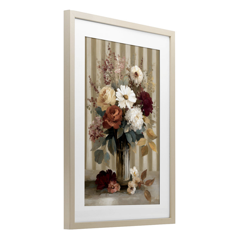 Arrangement rétro avec rayures, reproduction encadrée sous verre, design par Petal Prints Design, 20 x 14