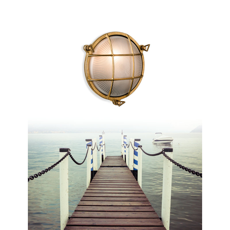 1 Light Outdoor Bulkhead Light, Brass