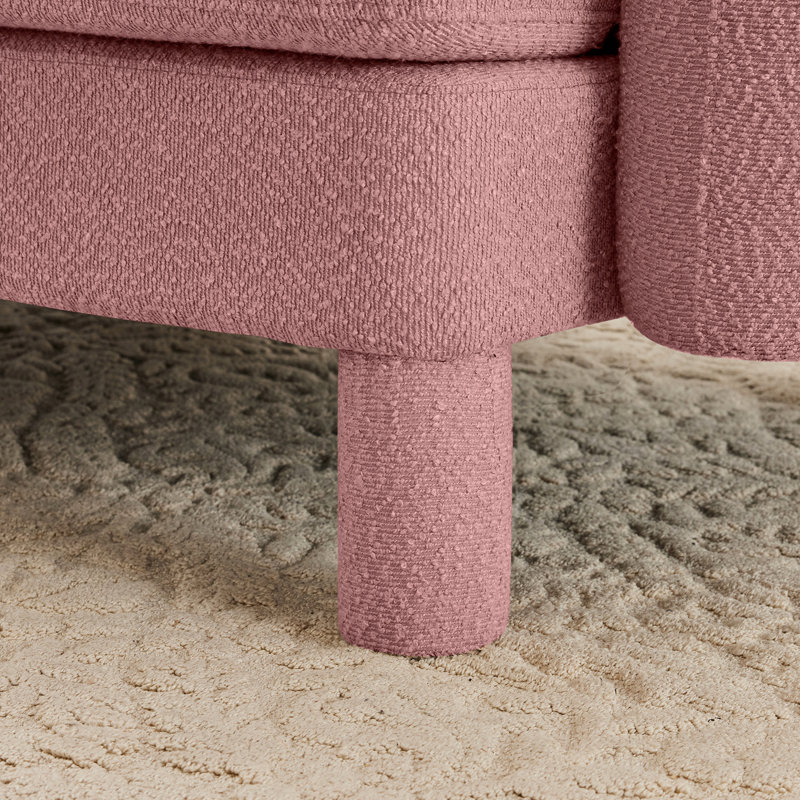 3 po en tissu bouclé rose avec pieds en forme de coquillage et auto-enveloppés, conçu pour le confort du canapé, Rose