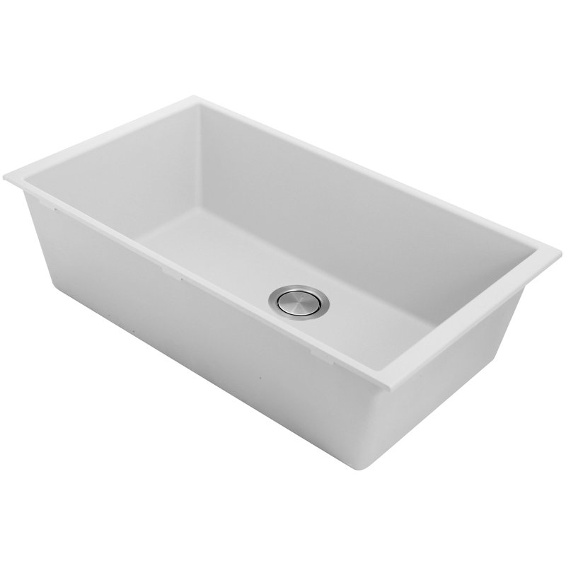 Plymouth 33" L x 19" W Undermount Kitchen Sink, White