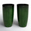 23.5"H Set Of 2 Oversized Gradient Green Faux Ceramic  Tall Plastic Planter-1795209427