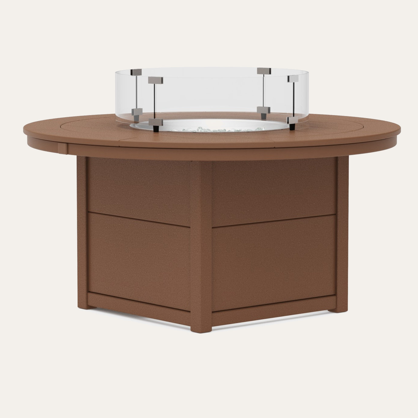 POLYWOOD® Tables Round 48" Fire Pit Table, Teak