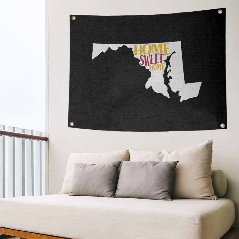 Tapisserie murale maryland, H 26 po x l 36 po, Noir / jaune / rouge