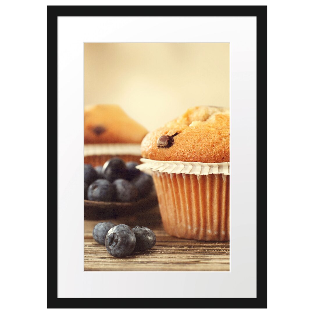 Gerahmtes Poster Muffins mit Blaubeeren