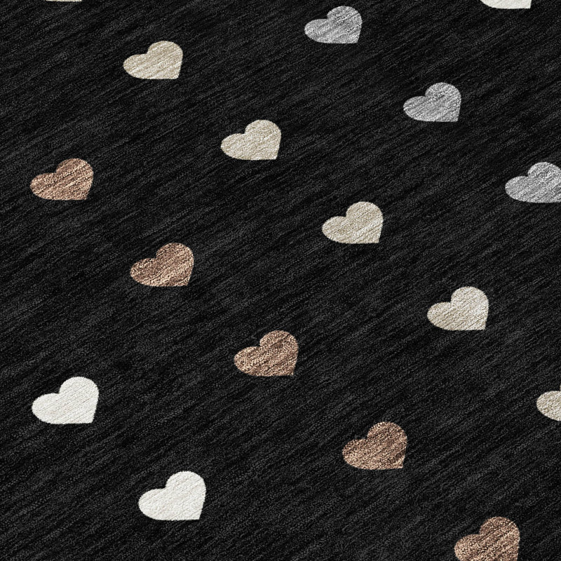 Machine Washable Indoor/Outdoor Chantille ACN2510 Kids Rug, Round 8', Black