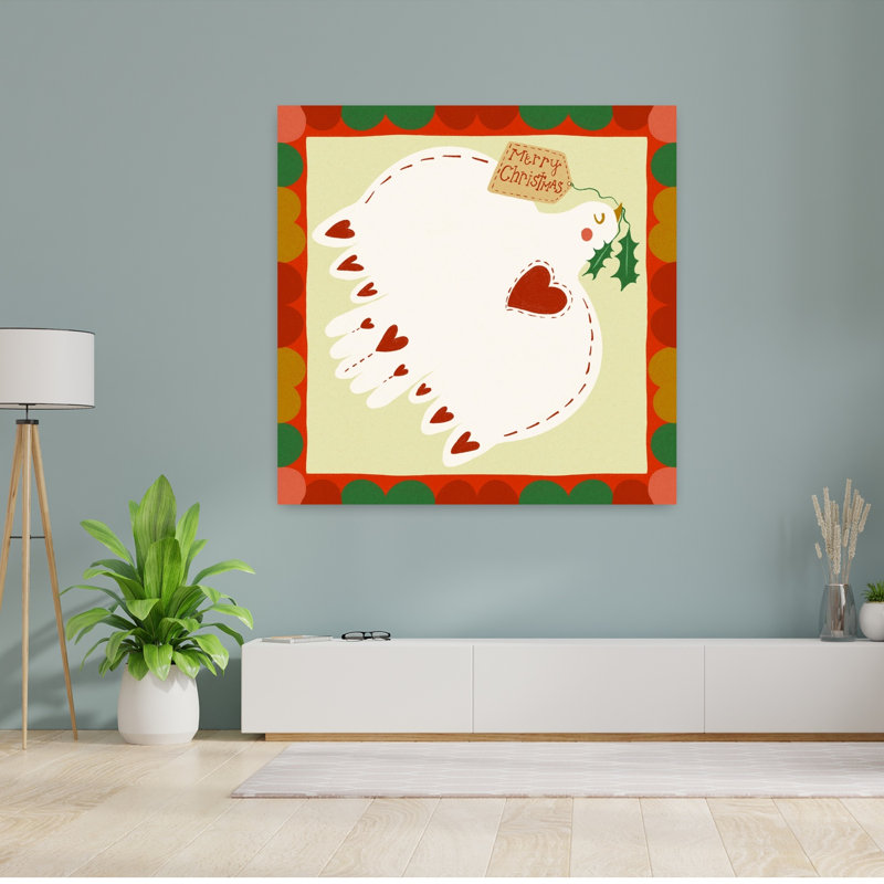 Merry Christmas Dove Contemporary Bird Winter Wall Art Print 1 Piece Wrapped Canvas Wall Art, 121.92cm H x 121.92cm W