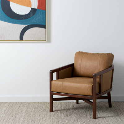  Fauteuil brun en cuir véritable