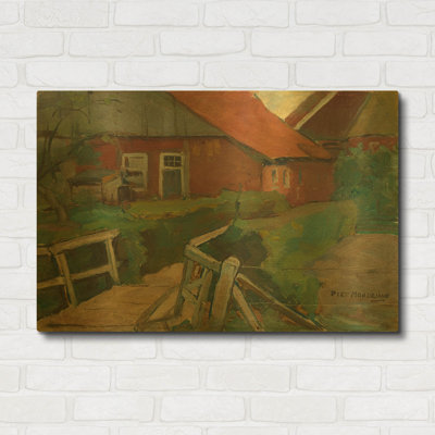 « Ferme avec pont, 1899 » de Piet Mondrian, tableau mural en métal doré, 91,4 cm x 61 cm