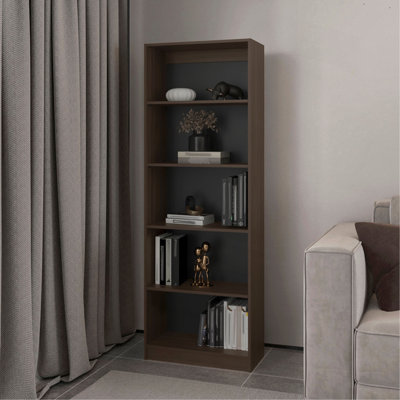 Bibliothèque à 4 tablettes, bureau, noyer teint