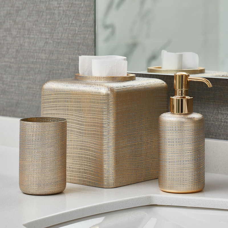 Gold and Silver Textured Glass Tissue Box Cover