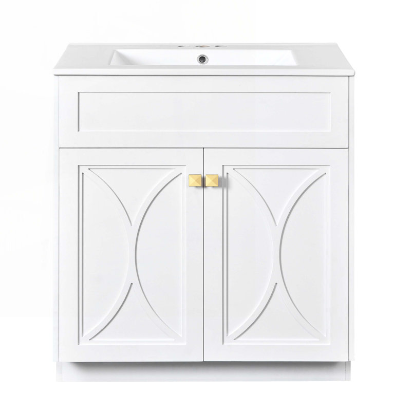 Meuble-lavabo 30 po avec lavabo en céramique, Blanc