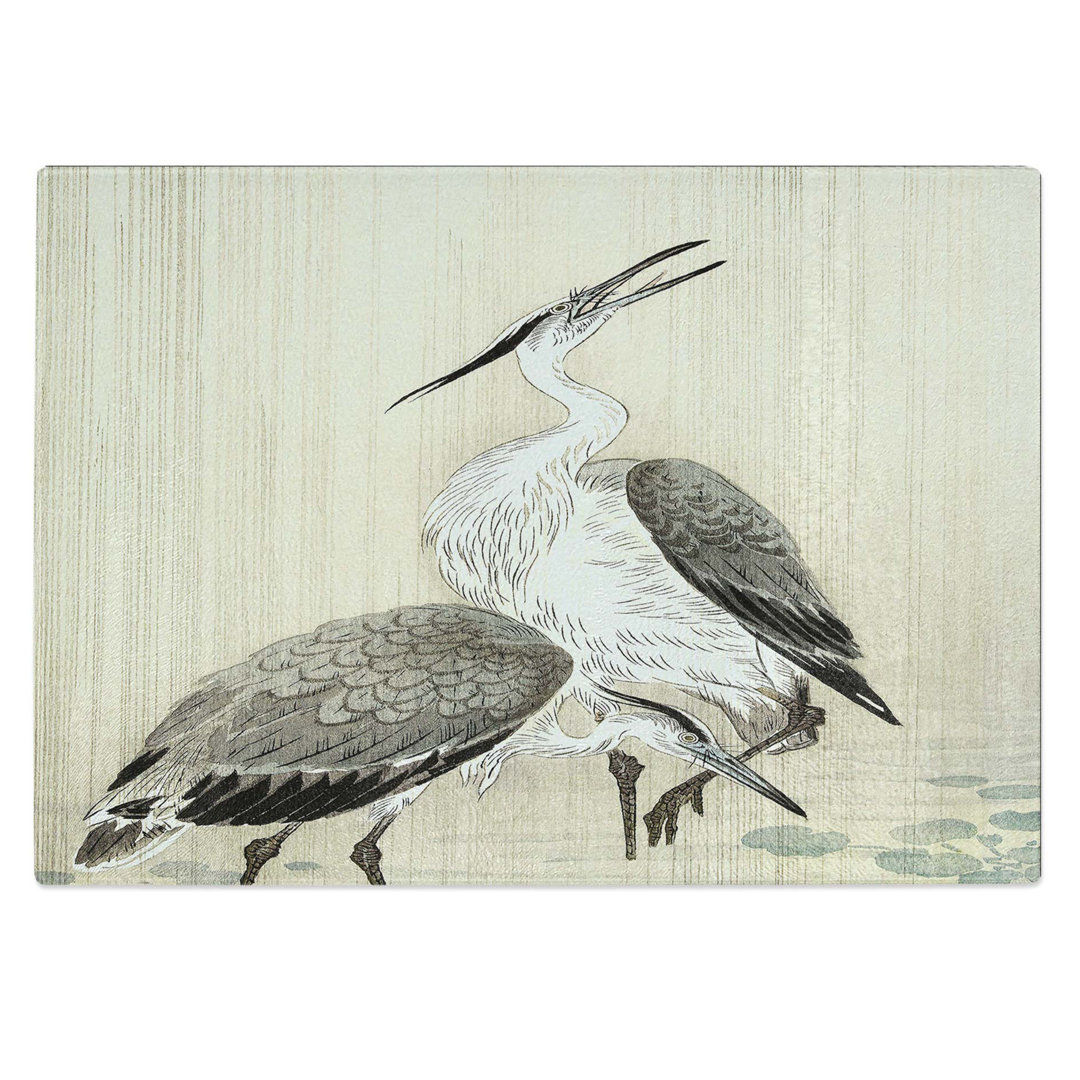 Tempered Glass Two Herons in the Rain by Ohara Koson Chopping Board
