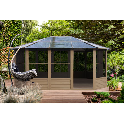 Gazebo Penguin Florence Solarium 3,66 m x 4,57 m, toit en polycarbonate - Sable