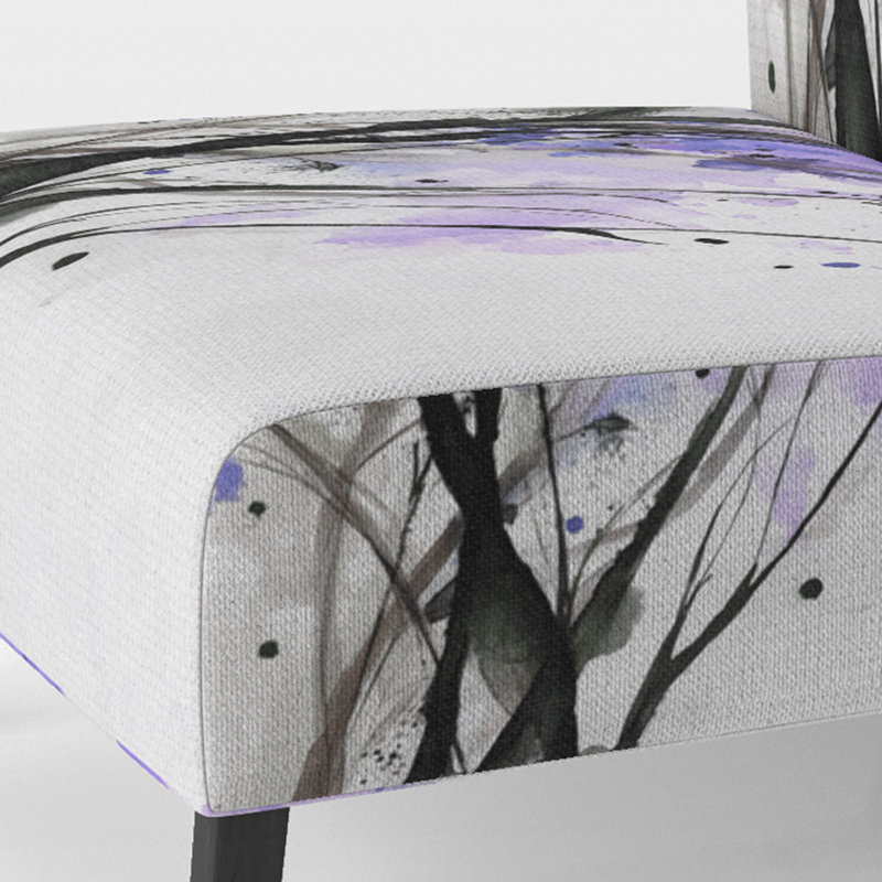 Fauteuil de chambre abstrait tapissier à motif floral abstrait orange, Purple/Black/White
