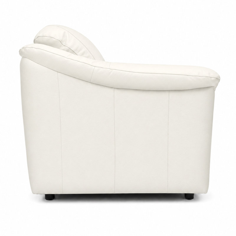Causeuse en cuir Ramdev, Cuir véritable blanc, Causeuse