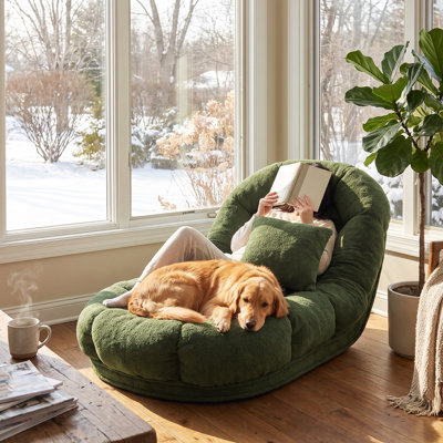 Fauteuil de sol convertible moderne en peluche et lit pour animaux de compagnie – Chaise longue inclinable réglable avec coussin amovible