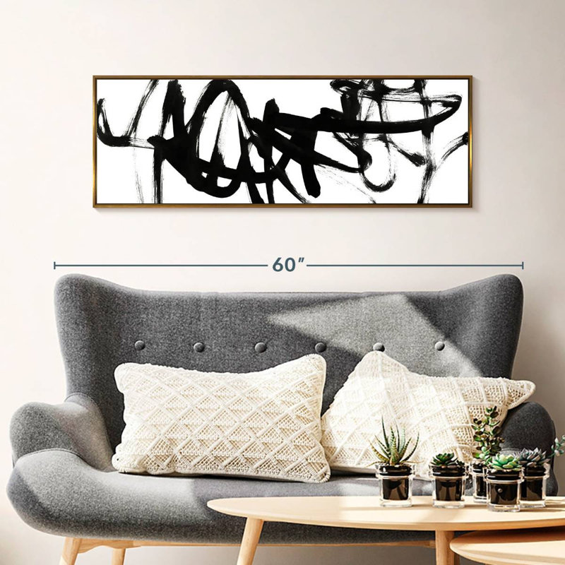 Blanc à noir Higley V, 43 po x 15 po, Floating Frame Gold