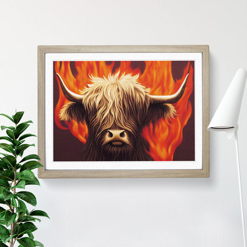 Unforgettable Highland Cow - Framed Print, 25cm H x 34cm W x 2cm D, Oak Framed
