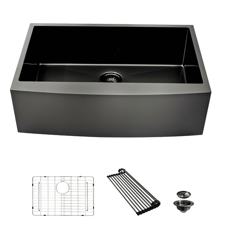 33 Gunmetal Black Farmhouse Sink - 33 Inch Kitchen Sink Stainless Steel 16 Gauge Apron Front Kitchen Sink