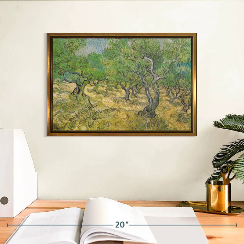 Olive Grove, 13 po x 9 po, Cadre flottant doré
