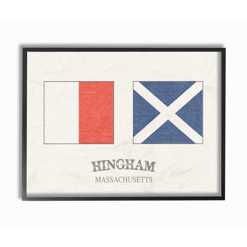 « hingham nautique flags », impression, Giclée encadrée noir minuit, H 11 po x l 14 po