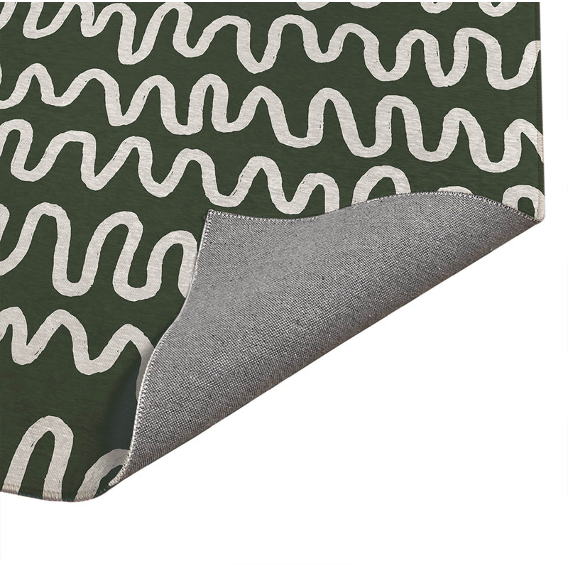 Wiggle Stripe Lightweight Non-Slip Kitchen Mat, Chimichurri, Rectangle 2' x 3'