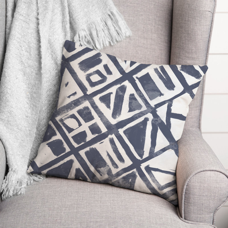 Housse et insert de coussin extérieur carré Stamp 6, 16 po x 16 po, Bleu