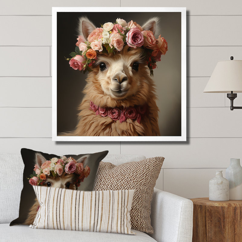 Art floral, alpaga, Cadre simple blanc, H 36 po x l 36 po x P 1,5 po