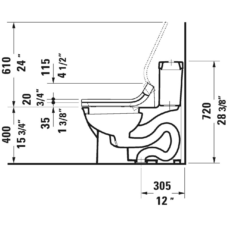 Toilette monopièce allongée 1,28 GPF (économe en eau) (siège inclus)