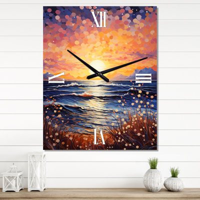Horloge murale nautique et plage Beach Sable Pointillism IV