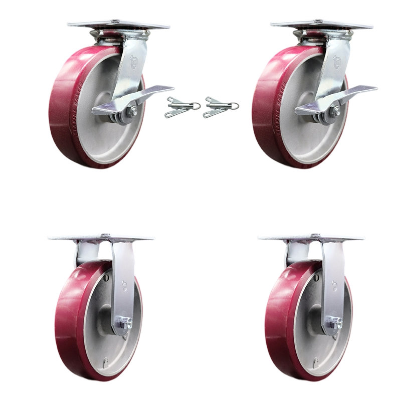 4 Piece Polyurethane on Aluminum Caster Set