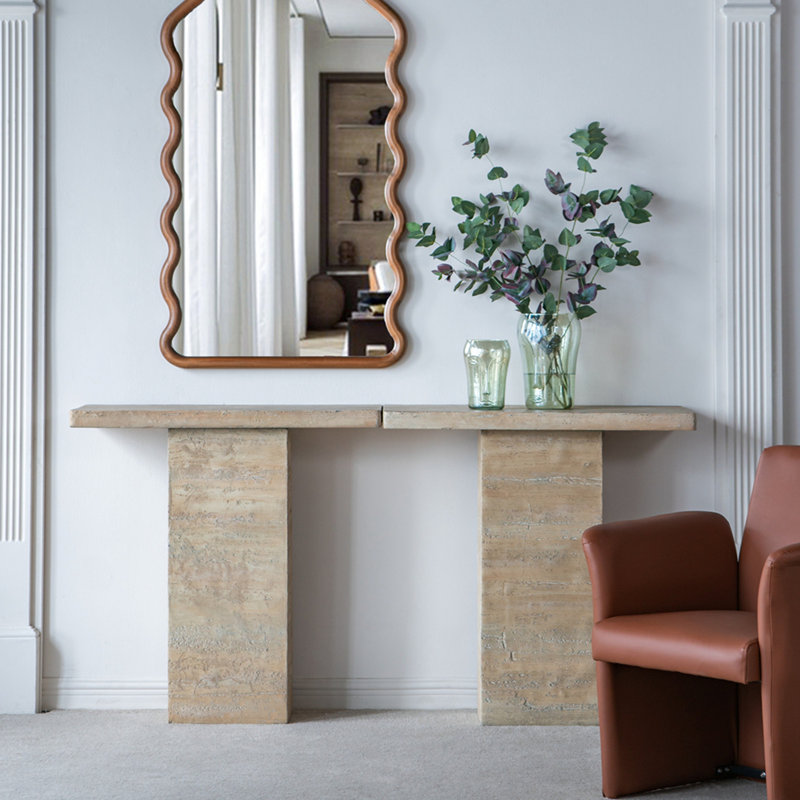 Table basse avec base piédestal, Crème, crème