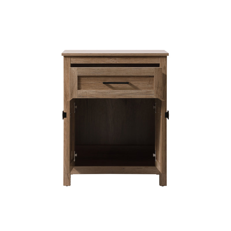 Rangement pour salle de bain Martirio, Chêne naturel / noir mat