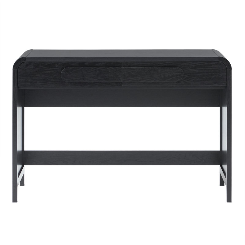 Sitarski Transitional Curved Waterfall 2-Drawer Writing Desk, Black