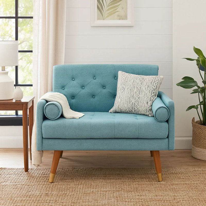 Fauteuil club, design moderne Mid-Century, Tissu sarcelle