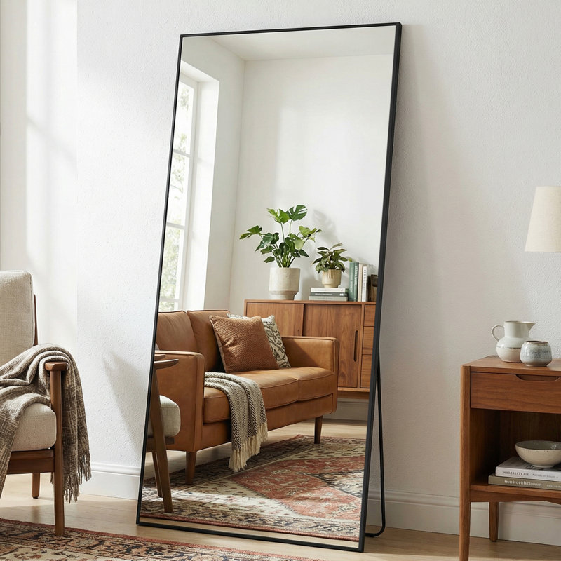 Rectangular Home Full-Length Mirror, Black, 78" x 38"