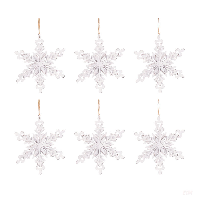 Cintre en fer en forme de flocon de neige avec boules suspendues décoratives, ensemble de 6 décorations pour fêtes et arbre de Noël