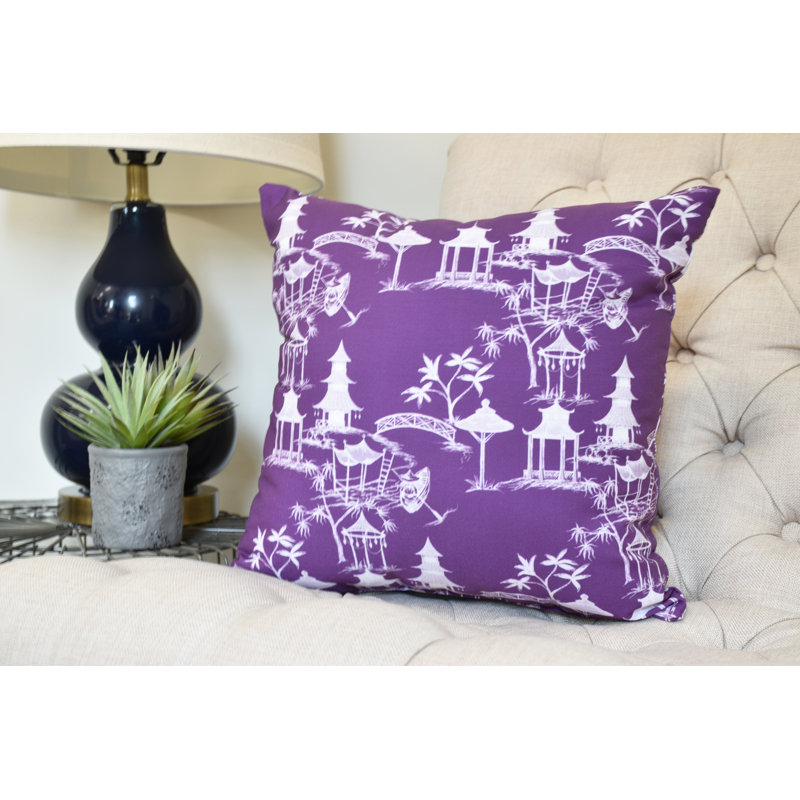 Palm Beach Chinapezka Print Indoor/Outdoor Square Pillow Cover & Insert, Purple, 20" x 20"